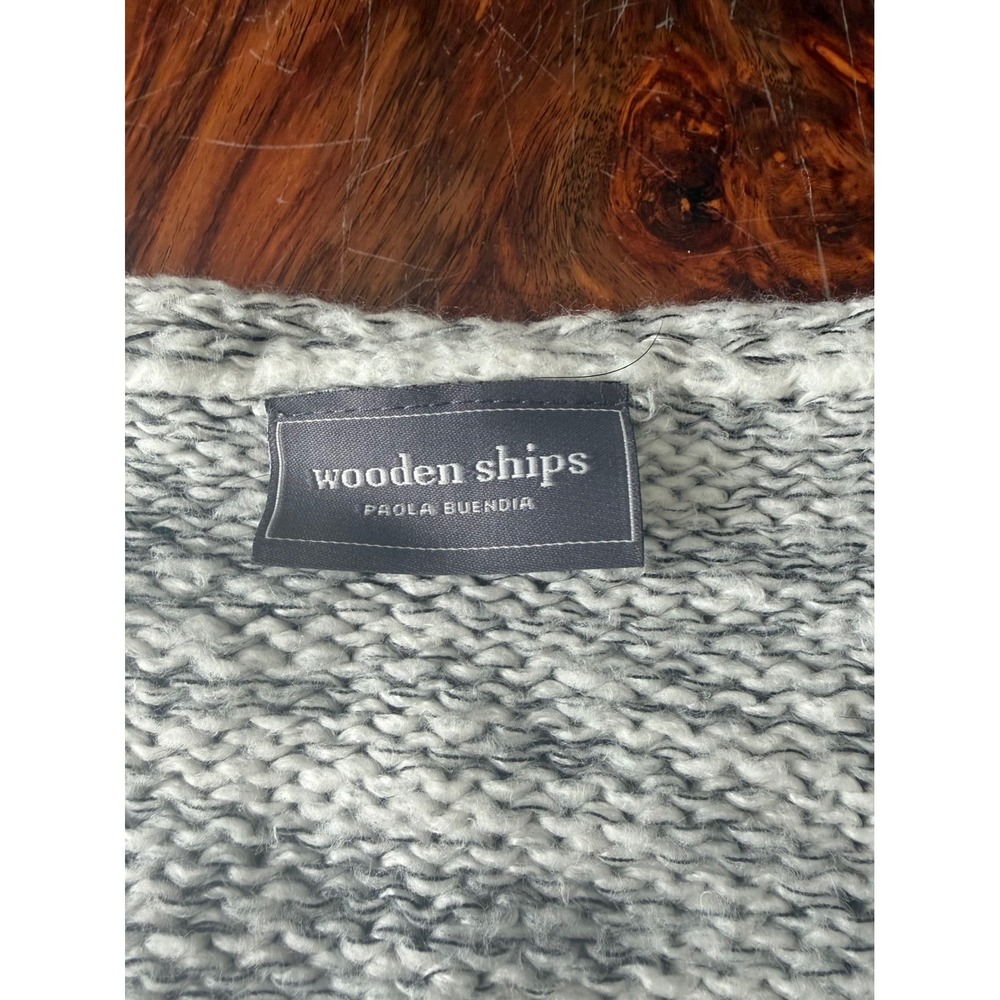 Wooden Ships Grey Marl Mohair Wool Blend‎ V-Neck Chunky Knit Sweater Women OS - Picture 4 of 6